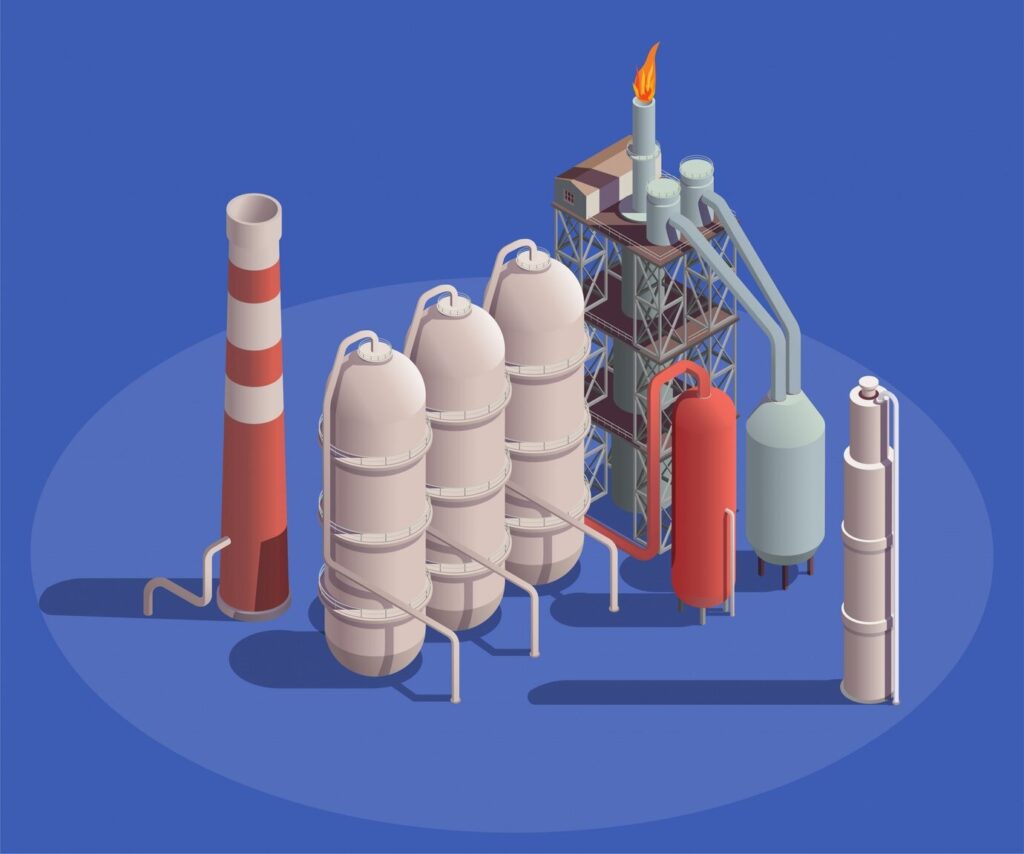 imgi 34 industrial buildings isometric composition with view petroleu